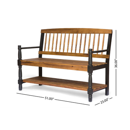 Slatted Bench With Built In Shelf Noble House