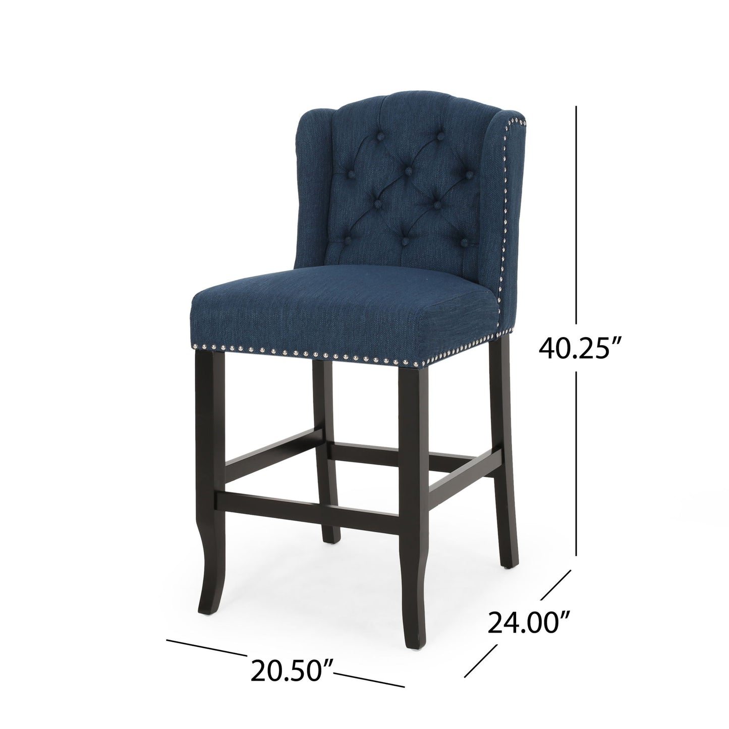 Vienna - Fabric Tufted Counter Stool With Nailhead Accents (Set of 2) Noble House