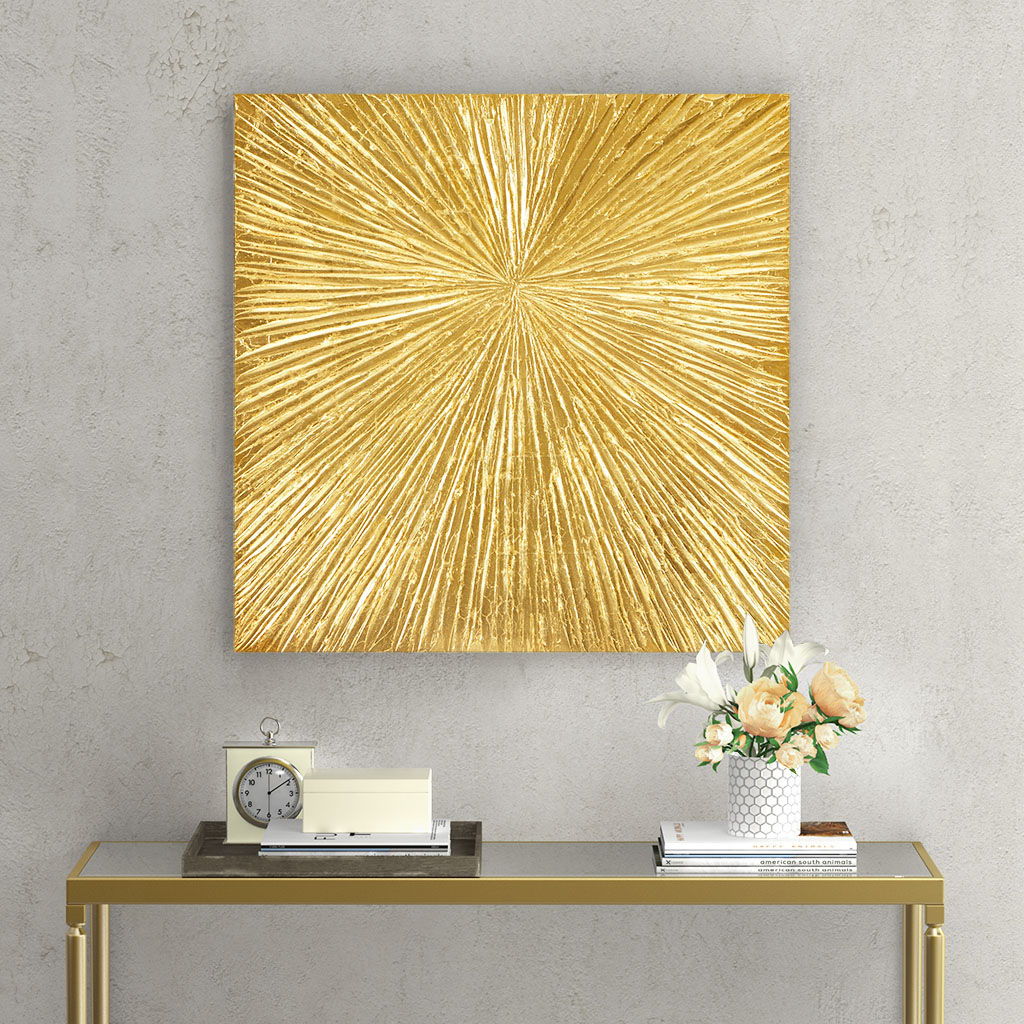 Sunburst Gold 100% Hand Painted Dimensional Wall Decor - Gold