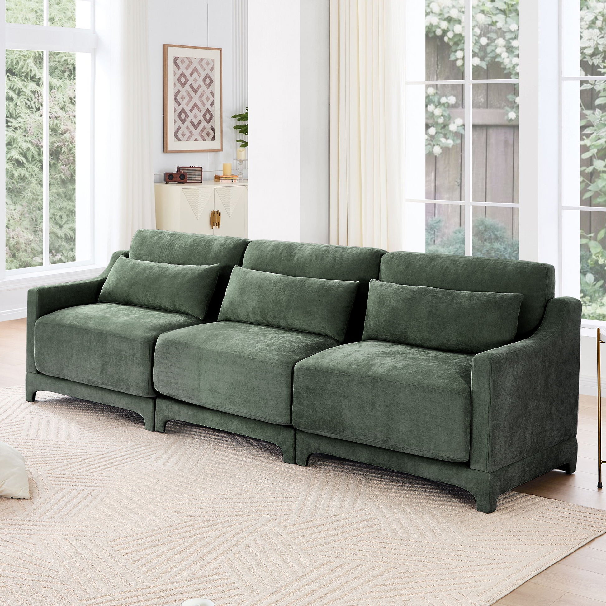 Elegant Sofa With Ergonomic Design And Lumbar Pillows Home Essentials