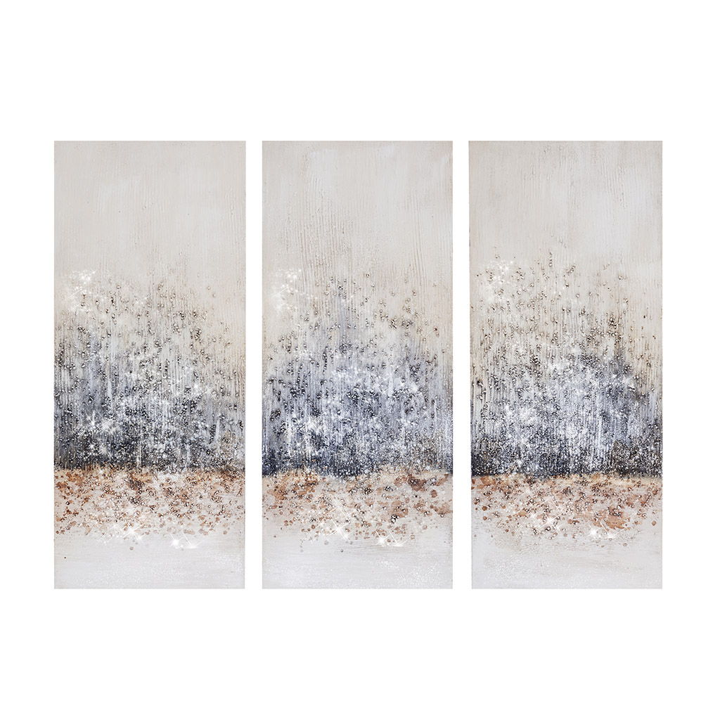 Twilight Mystere - 100% Hand Brush Embellished Canvas (Set of 3) - Blush / Gray Madison Park