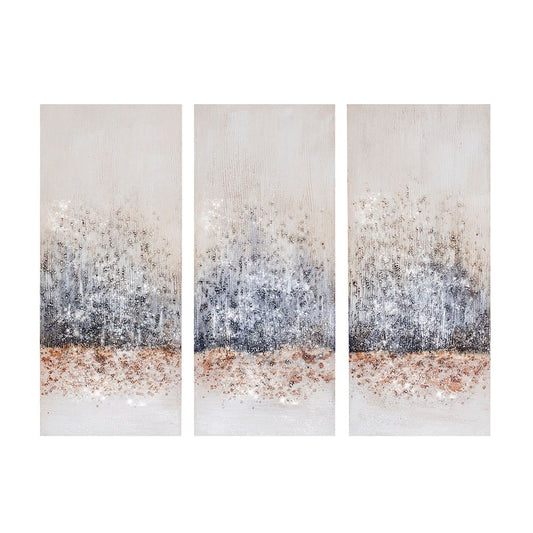 Twilight Mystere - 100% Hand Brush Embellished Canvas (Set of 3) - Blush / Gray Madison Park