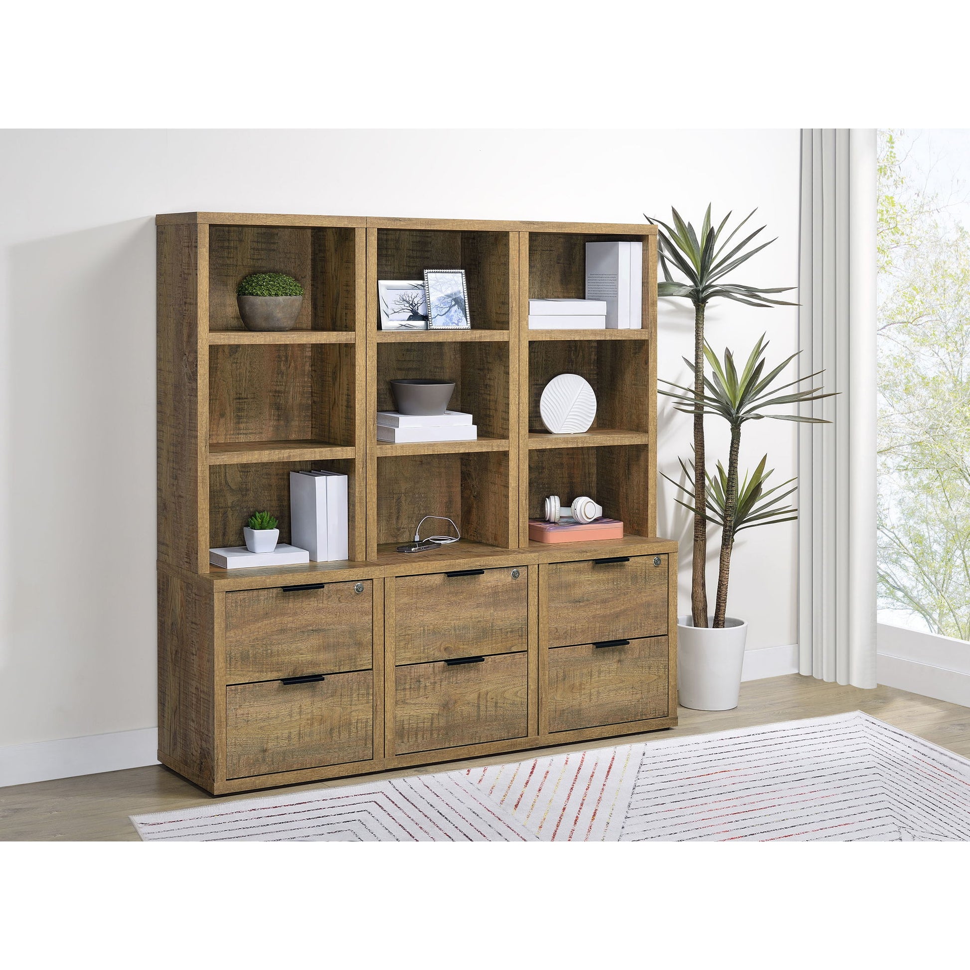 Geary - 3 Piece Wall Unit Bookcase Set With USB Storage Furniture Max