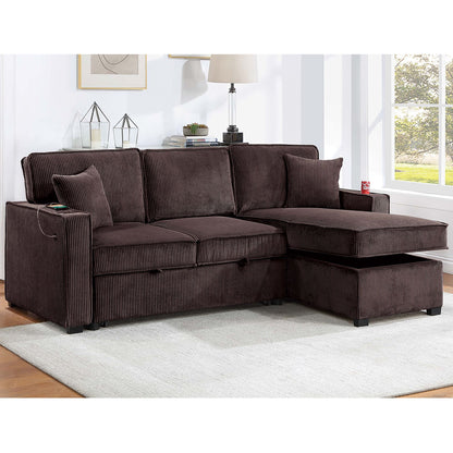 Convertible Sectional With USB / USB - C Port, Storage Chaise, Pull-Out Bed Home Essentials