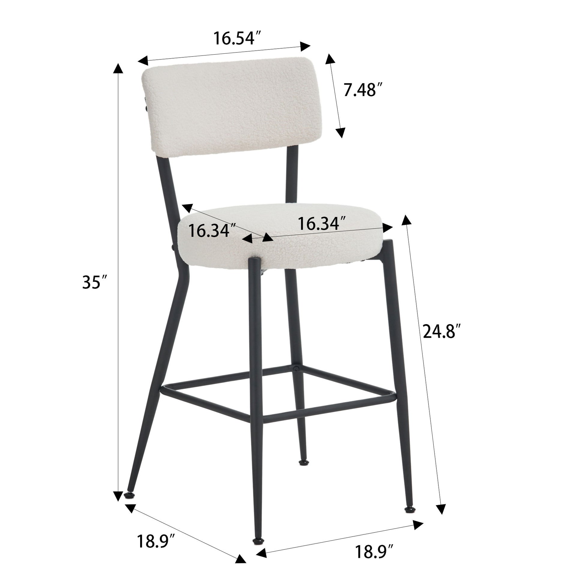 Modern Teddy Fabric Upholstered Bar Stools - Black Legs Home Essentials