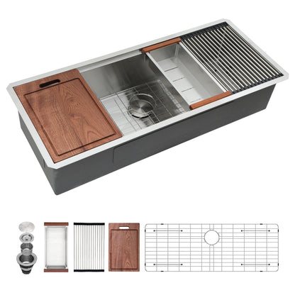 Undermount Workstation Kitchen Sink Stainless Steel Single Bowl Daily Nest