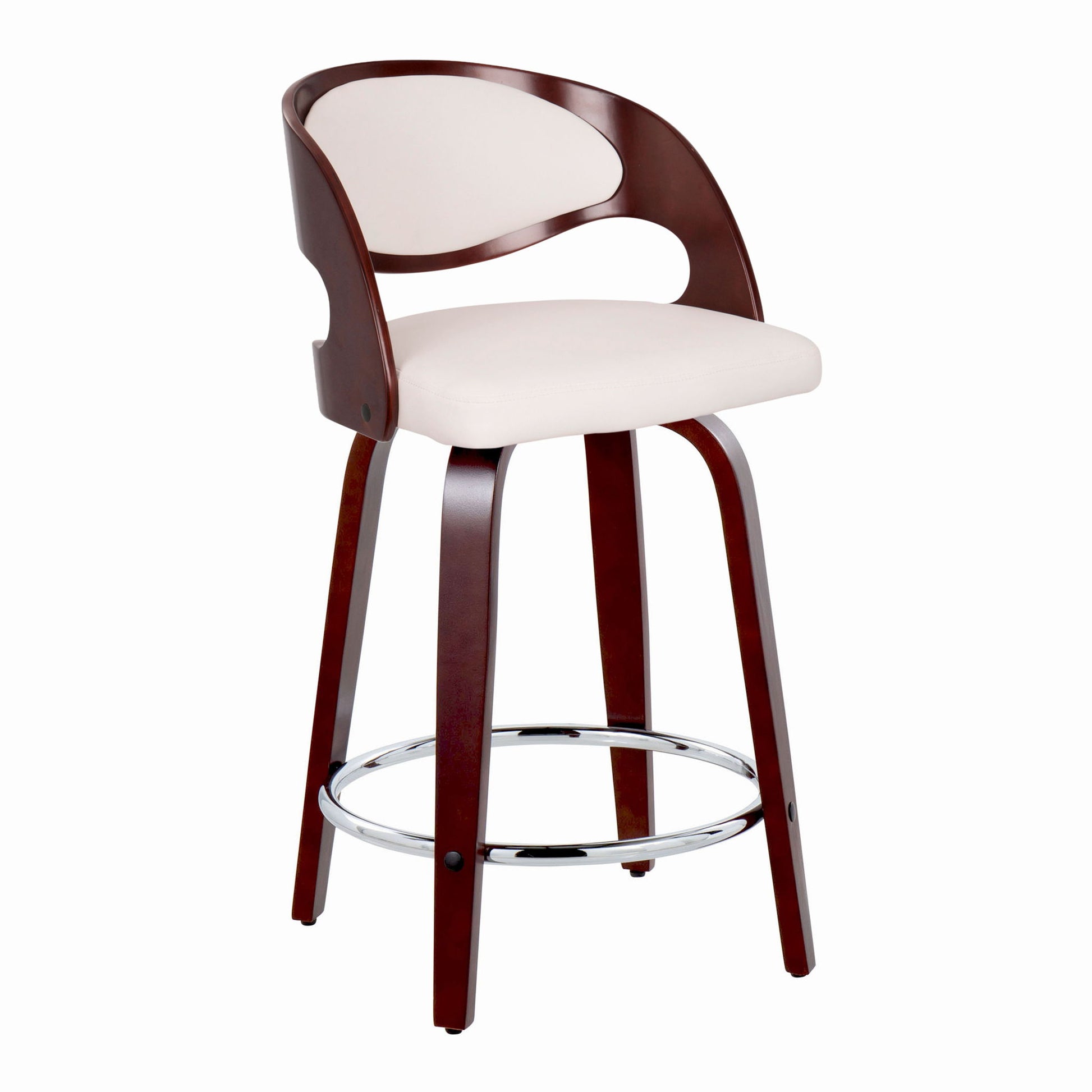 Pino - Mid Century Modern Fixed Height Barstool With Swivel With Round Footrest (Set of 2) Lumi Source