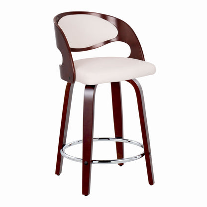 Pino - Mid Century Modern Fixed Height Barstool With Swivel With Round Footrest (Set of 2) Lumi Source