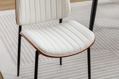 Dining Chairs (Set of 2) Mid-Century Modern Retro Faux Leather Chair With Bentwood Upholstered Seat Metal Legs Adjustable Foot For Kitchen Dining Room Chairs Home Essentials