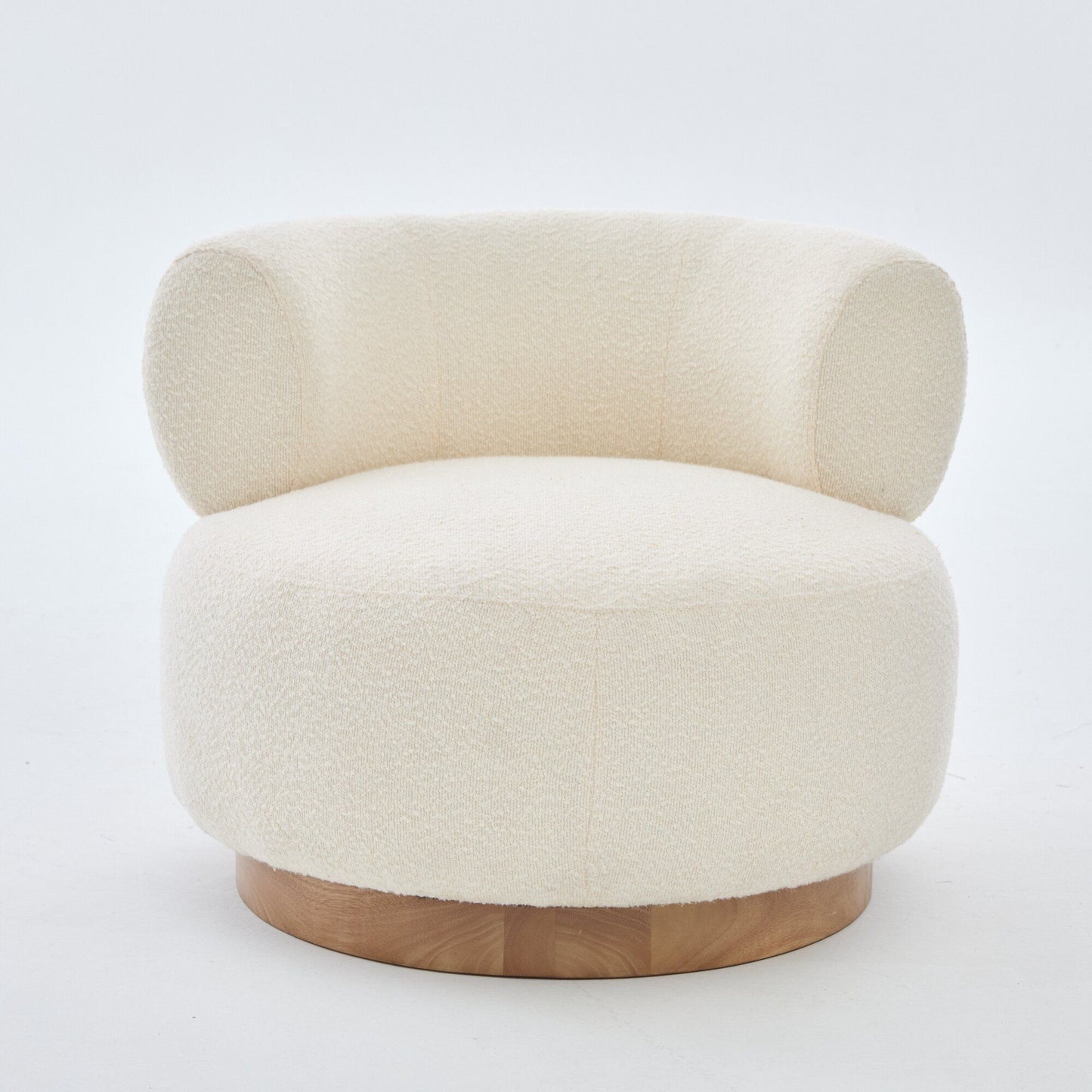 Swivel Accent Chair With Curved Backrest For Home Decor - Beige Home Essentials