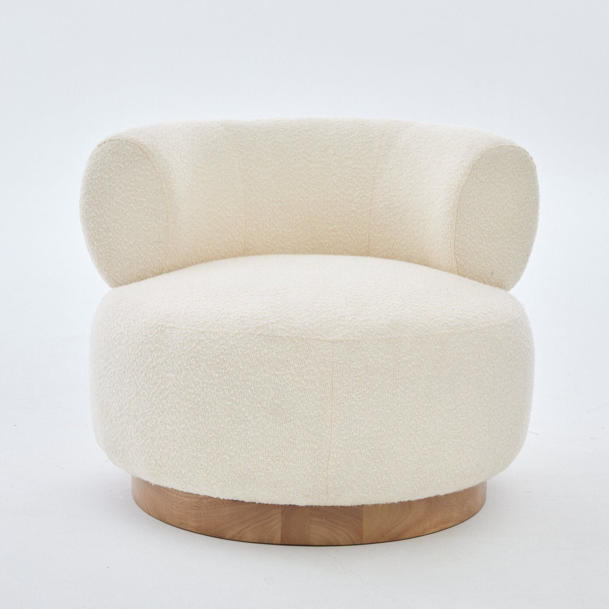 Swivel Accent Chair With Curved Backrest For Home Decor - Beige Home Essentials