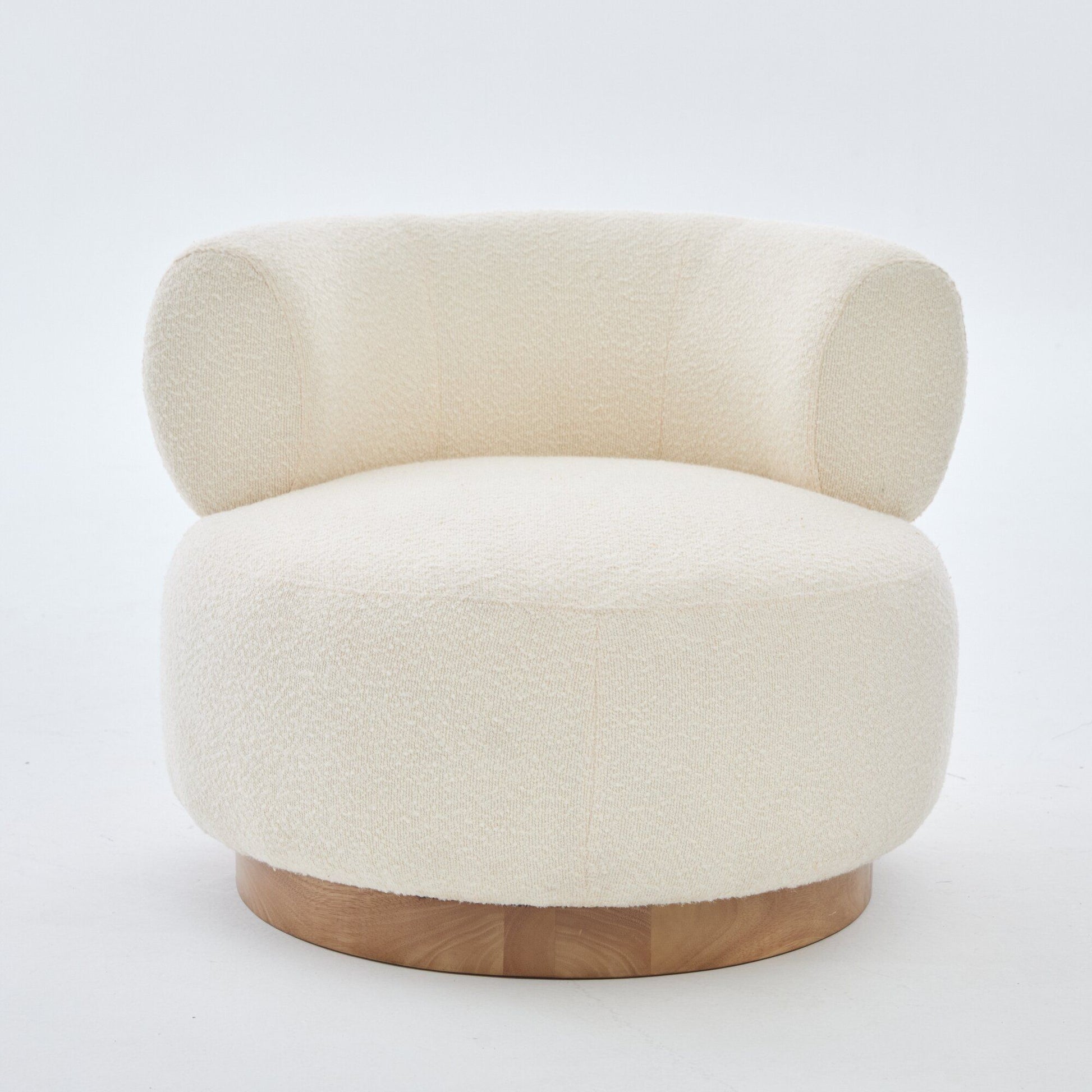 Swivel Accent Chair With Curved Backrest For Home Decor - Beige Home Essentials
