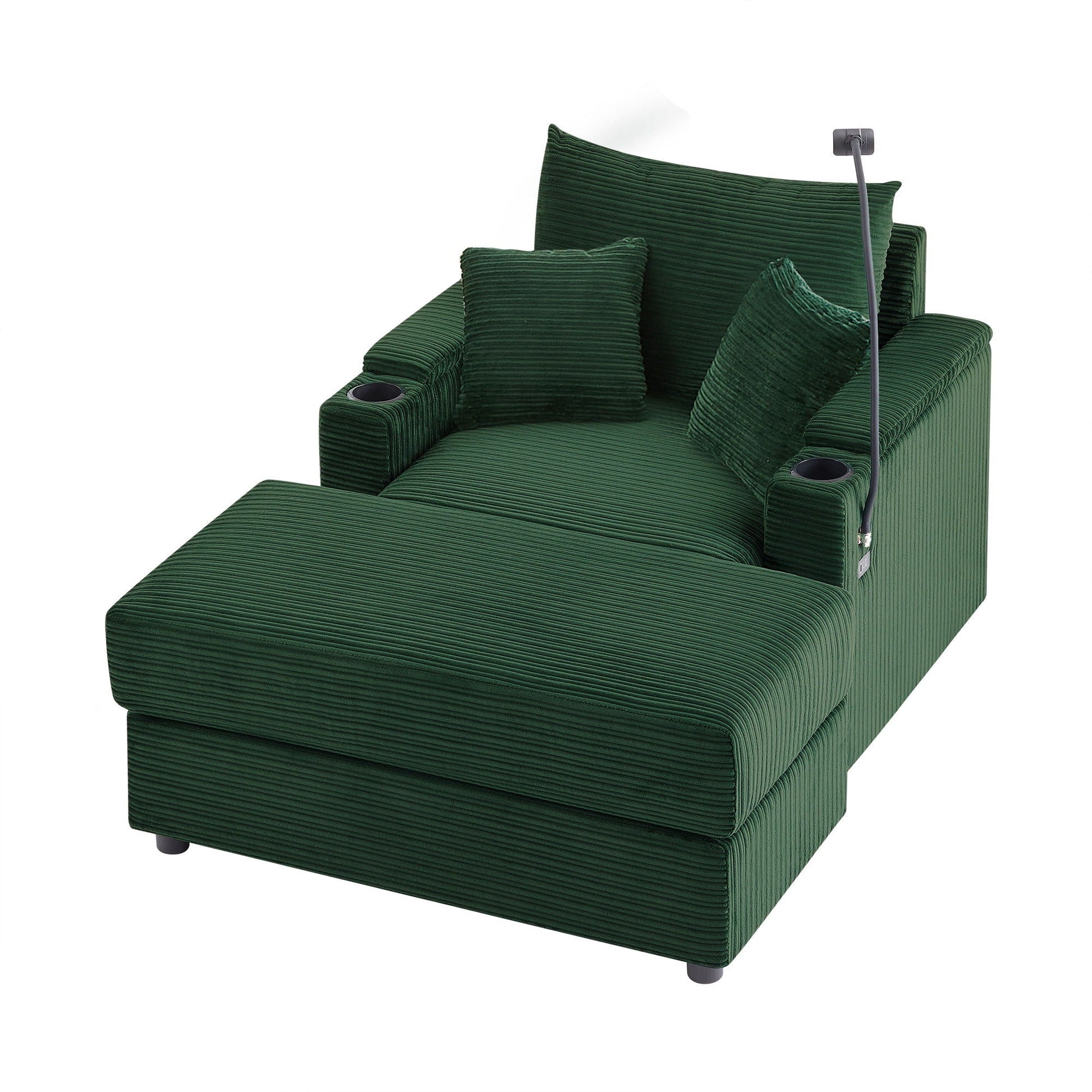 Modern Style Loveseat Sofa Sectional Sofa Couch With Storage Space, A Movable Ottoman, Two USB Ports, Two Cup Holders, A Phone Holder For Living Room Hearth and Haven