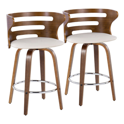 Cosini - Mid Century Modern Fixed Height Barstool With Swivel With Round Footrest (Set of 2) Lumi Source