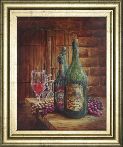 Vintage Wine Ill - Framed Print Wall Art - Dark Brown Classy Living