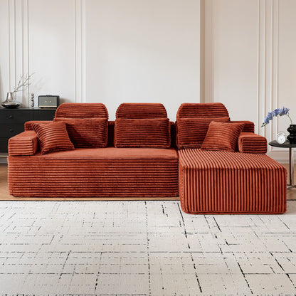 Sectional Sleeper Sofa & Storage Pockets, Modular Couch With Throw Pillows For Living Room Home Essentials