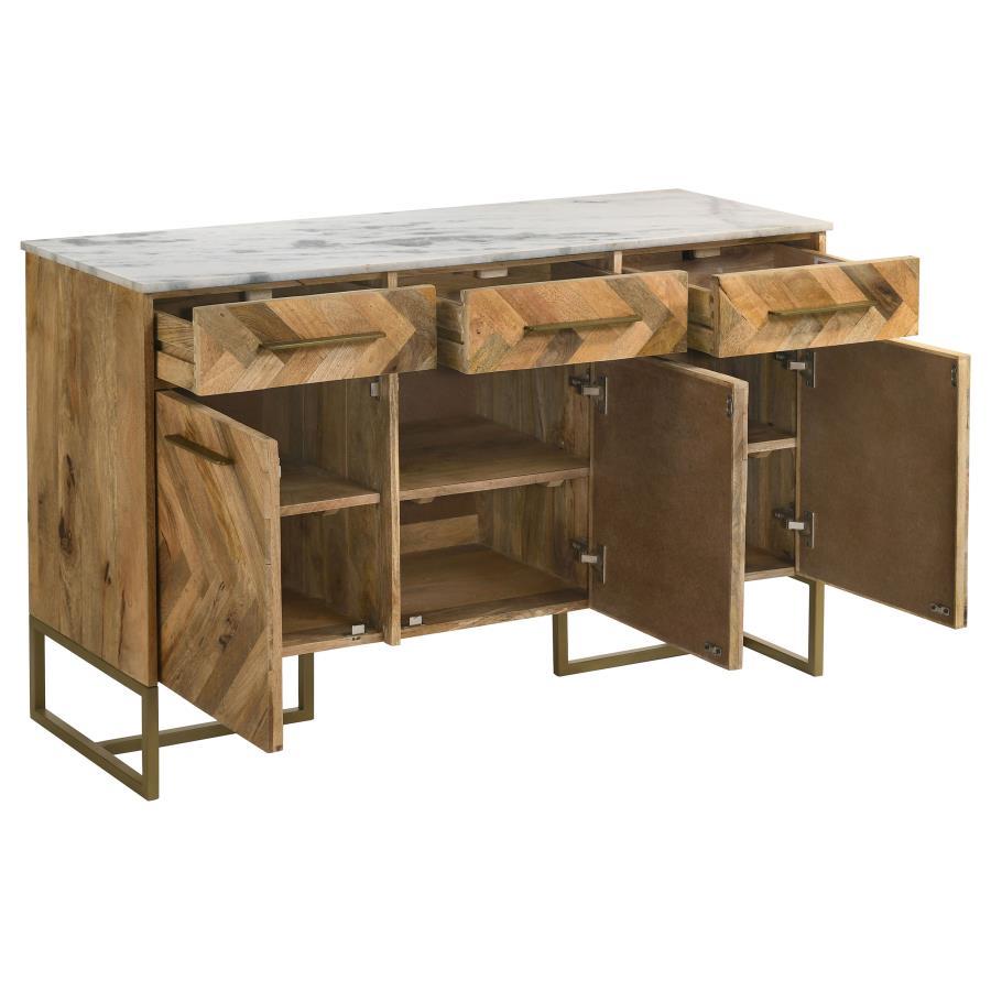 Keaton - Marble Top Herringbone Accent Cabinet CoasterElevations