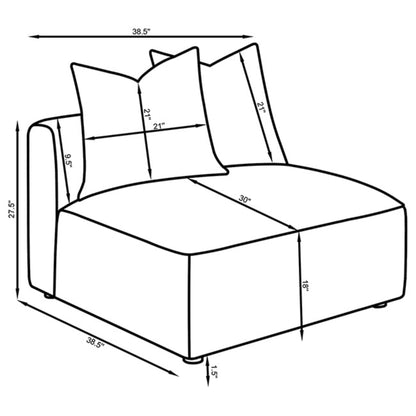 Amherst - Armless Chair With Accent Pillow - Gray Furniture Max