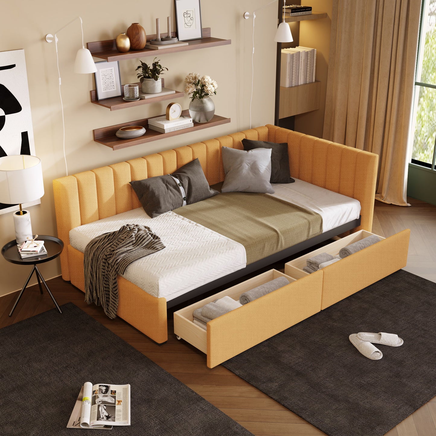 Upholstered Daybed, Sofa Bed Frame, No Box Spring Needed