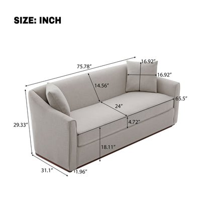 3 Seater Sofa With Wrap Around Armrests And Throw Pillows Noble House