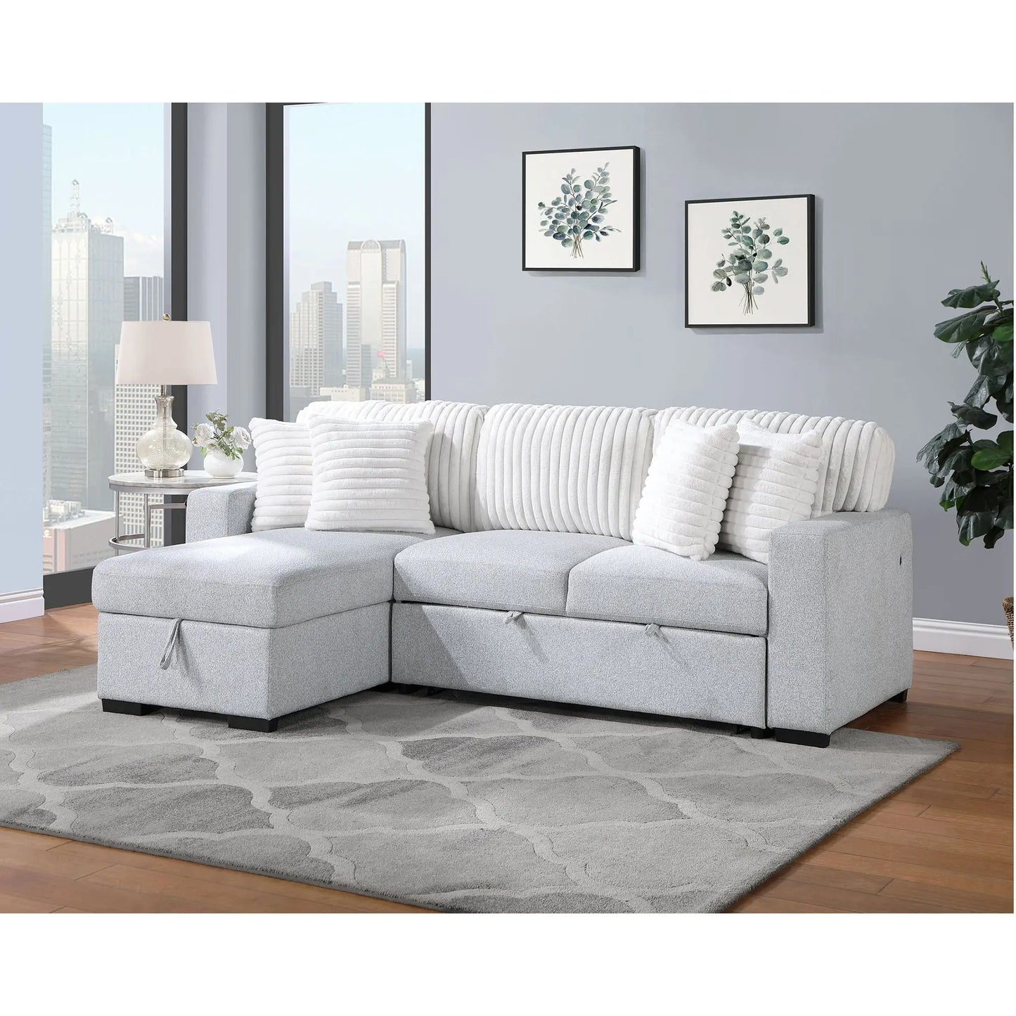 Ford - Reversible Pull Out Sofa Bed - Light Gray Global Furniture USA
