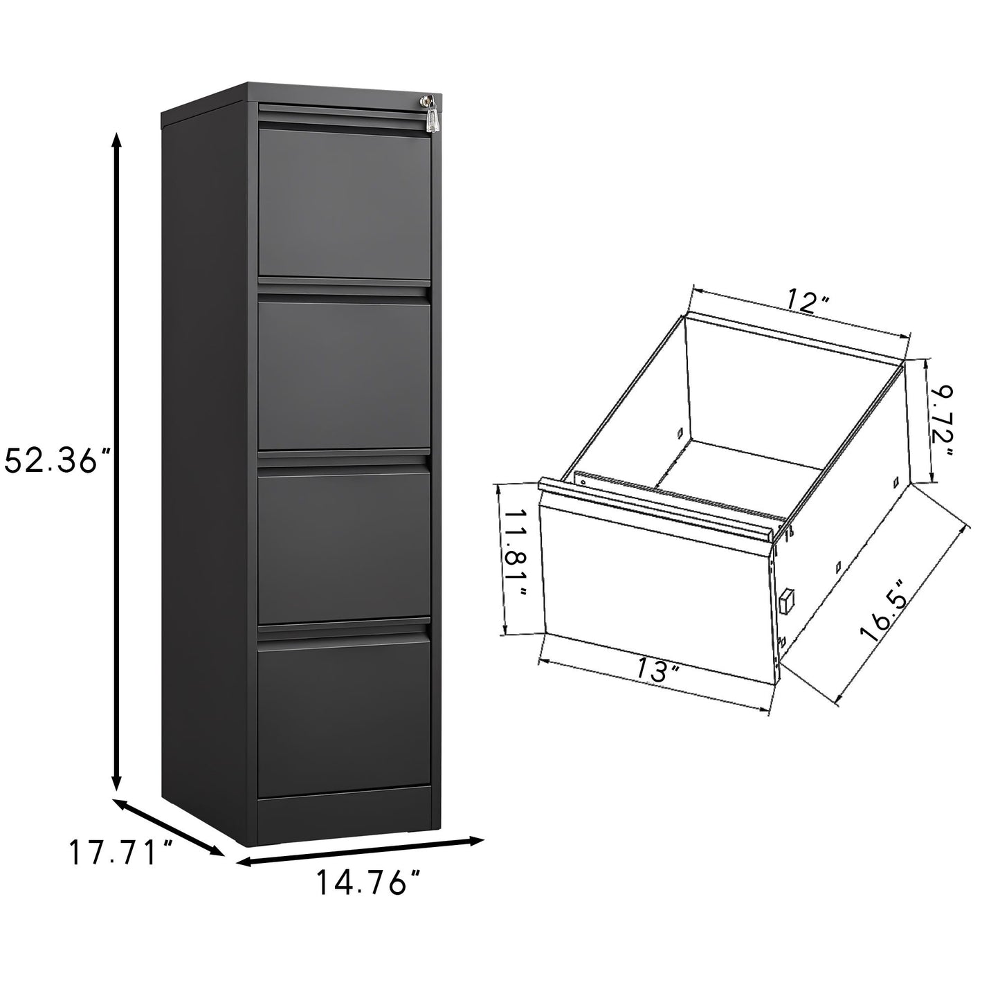 Durable Metal 3 Drawer File Cabinet With Lock For Office Storage Home Essentials