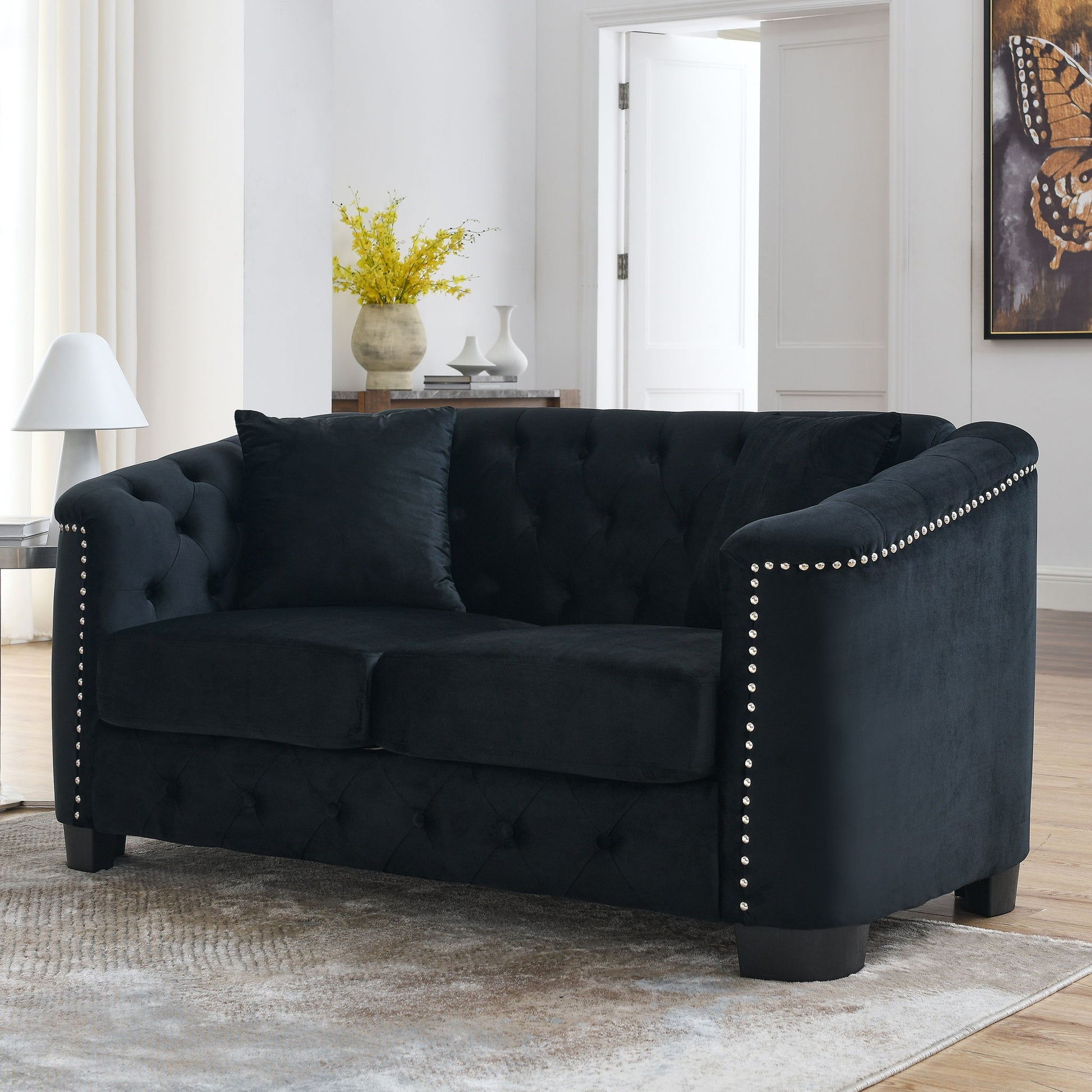 Modern Chesterfield Sofa With Tufted Backrest For Living Room Home Essentials