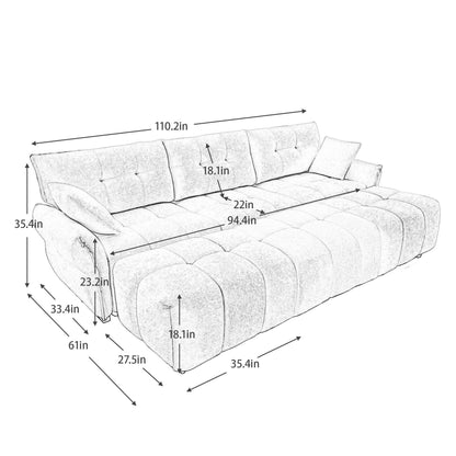 Sofa Set With Ottoman And Pillows, Textured, High Resilience Cushions Home Essentials
