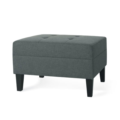 Classic Fabric Ottoman With Birch Wood Legs And High Quality Foam Padding - Charcoal Noble House