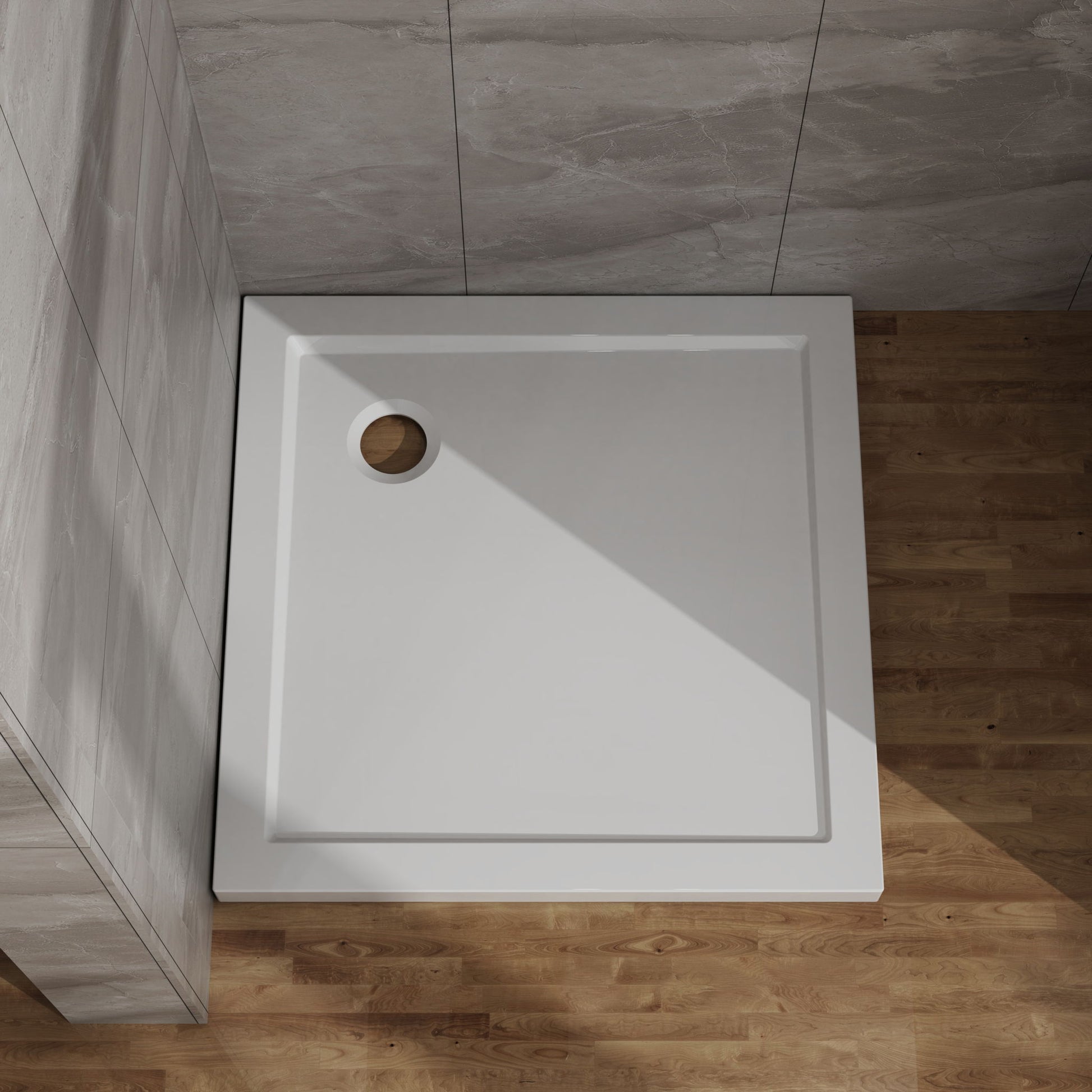 In Corner Drain Shower Base Daily Nest