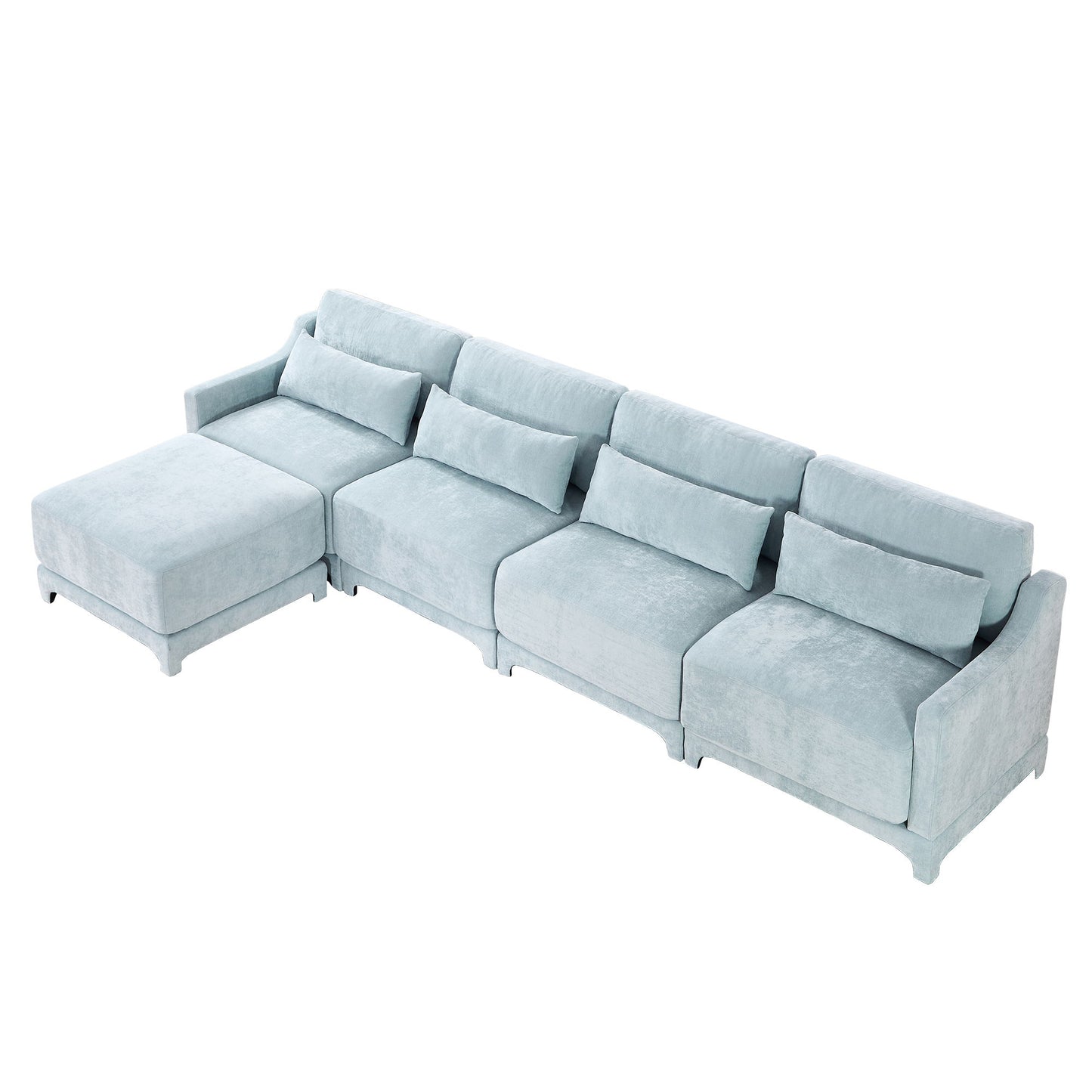 Stylish Sofa With Ottoman And Lumbar Pillows, Ergonomic Design Home Essentials