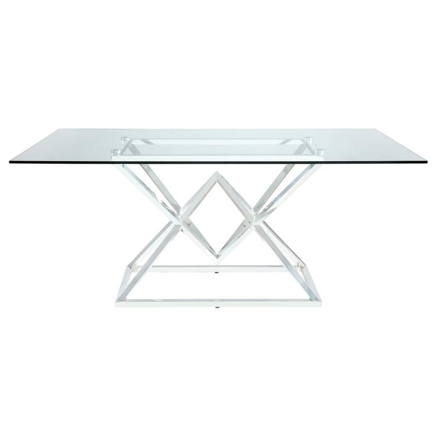 Beaufort - Rectangular Glass Top Dining Table - Chrome CoasterEssence