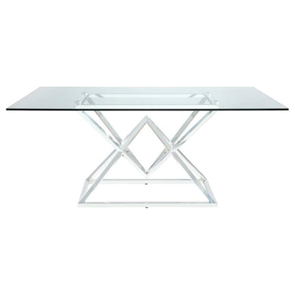 Beaufort - Rectangular Glass Top Dining Table - Chrome CoasterEssence
