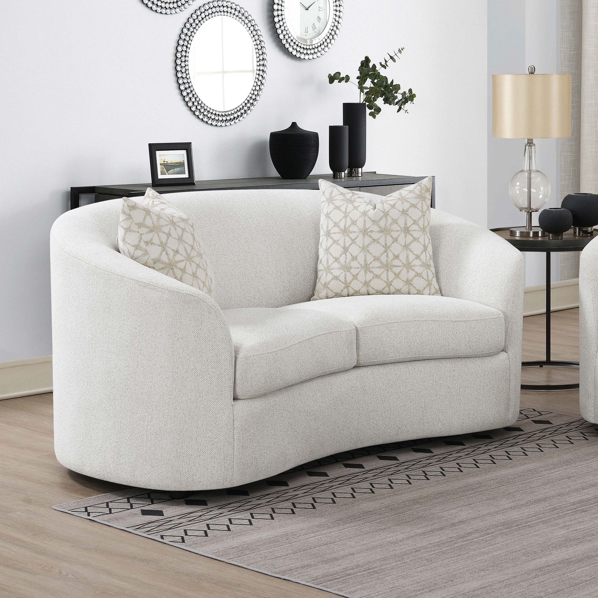 Rory - Sloped Arms Loveseat With Pillows - White Furniture Max
