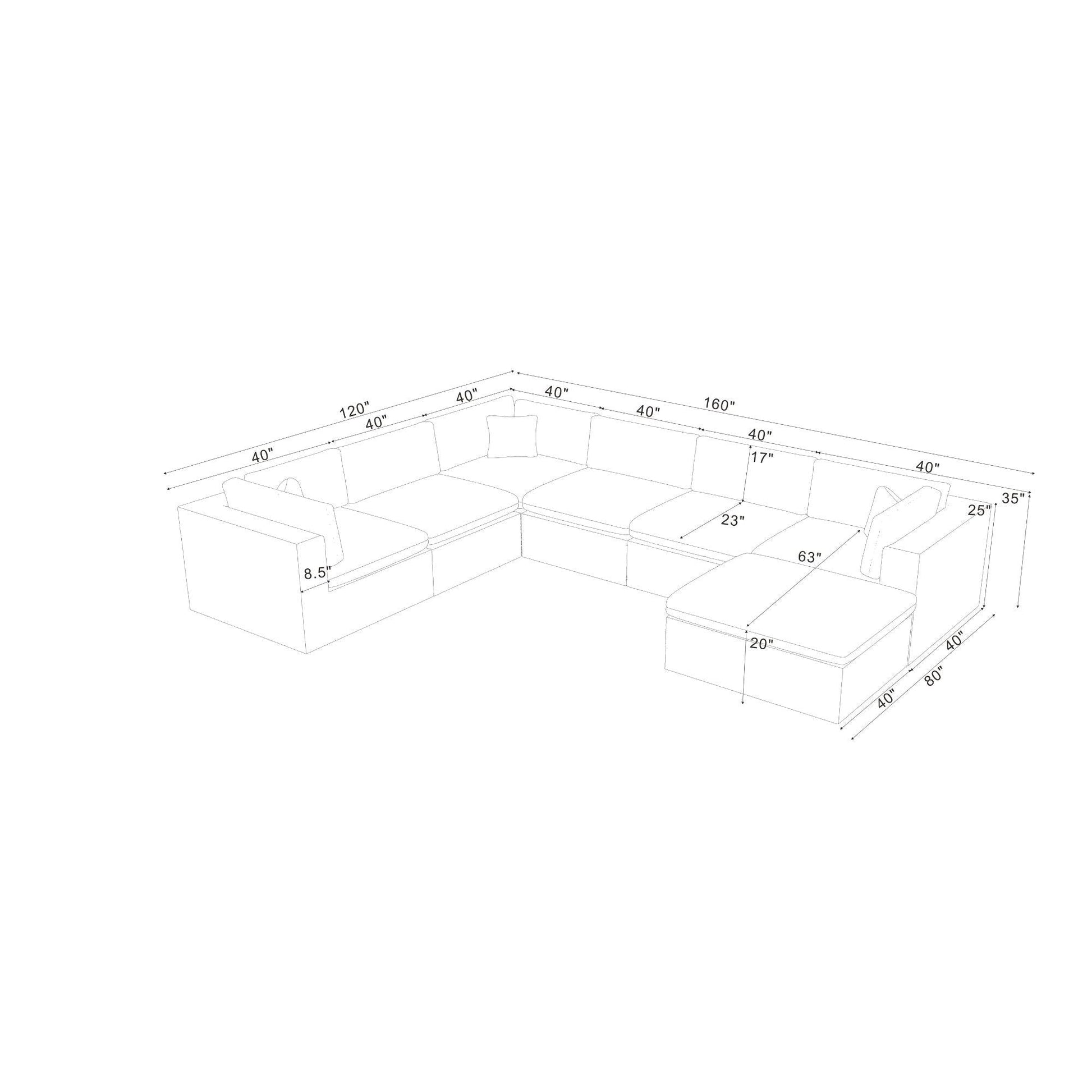 Custom Configuration Modular Sectional & Toss Pillows Home Essentials