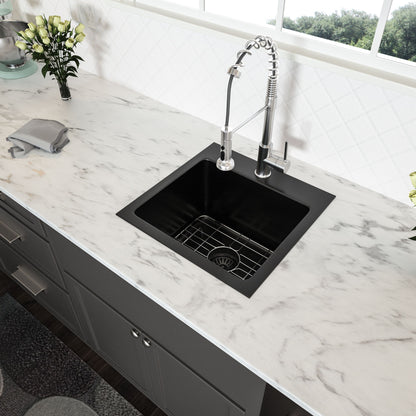 Topmount 16G Stainless Steel Kitchen Sink Deep Single Bowl - Gunmetal Black Daily Nest