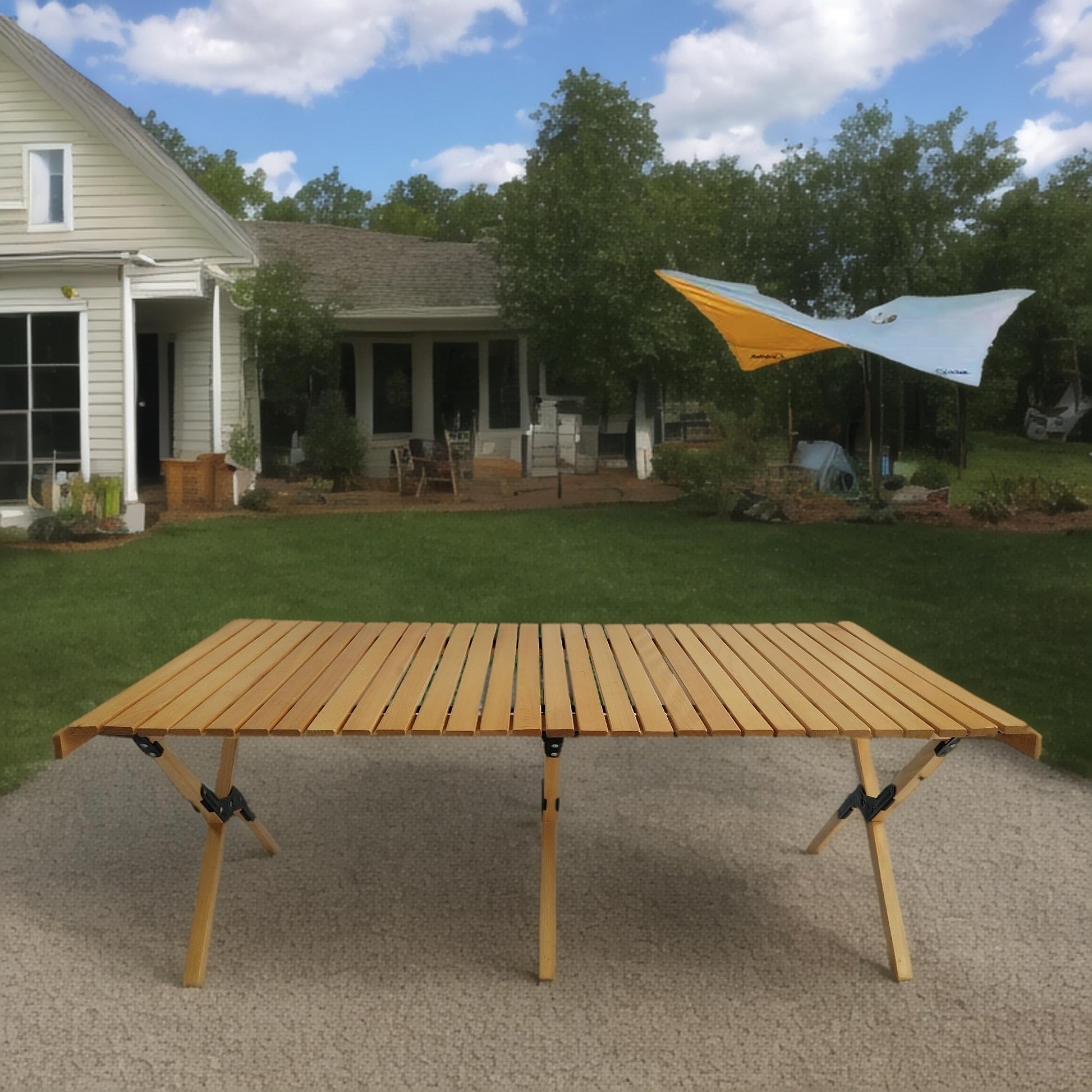 Multi-Function Wooden Foldable Portable Patio Dining Table, Indoor And Outdoor Universal - Natural Home Essentials