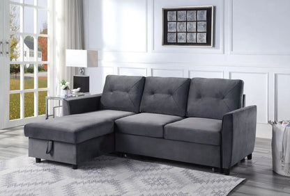 Hudson - Reversible Sleeper Sectional Sofa With Storage Chaise - Dark Gray Lilola Home