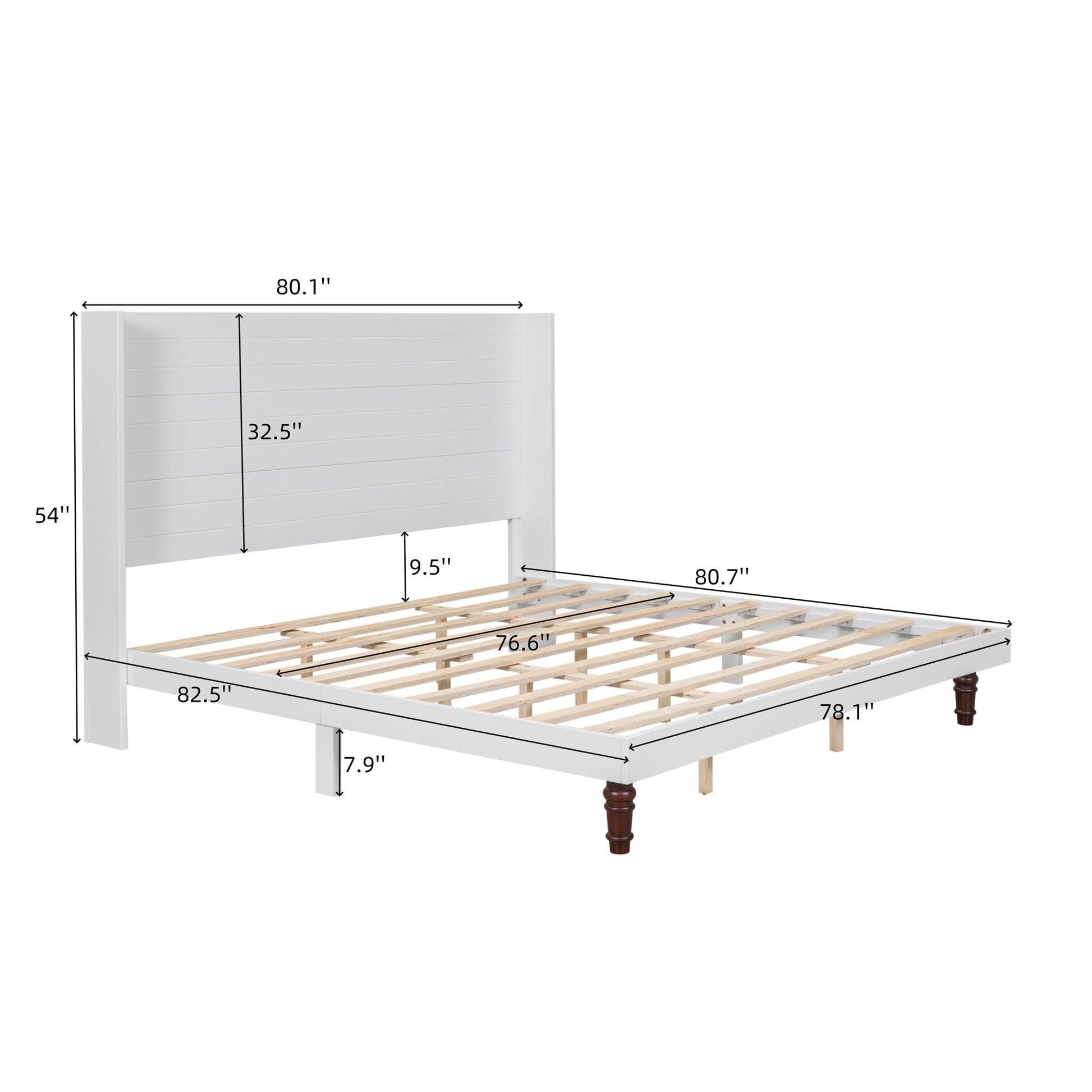 King Size, Stylish High Headboard Bed, High Quality - White Home Essentials
