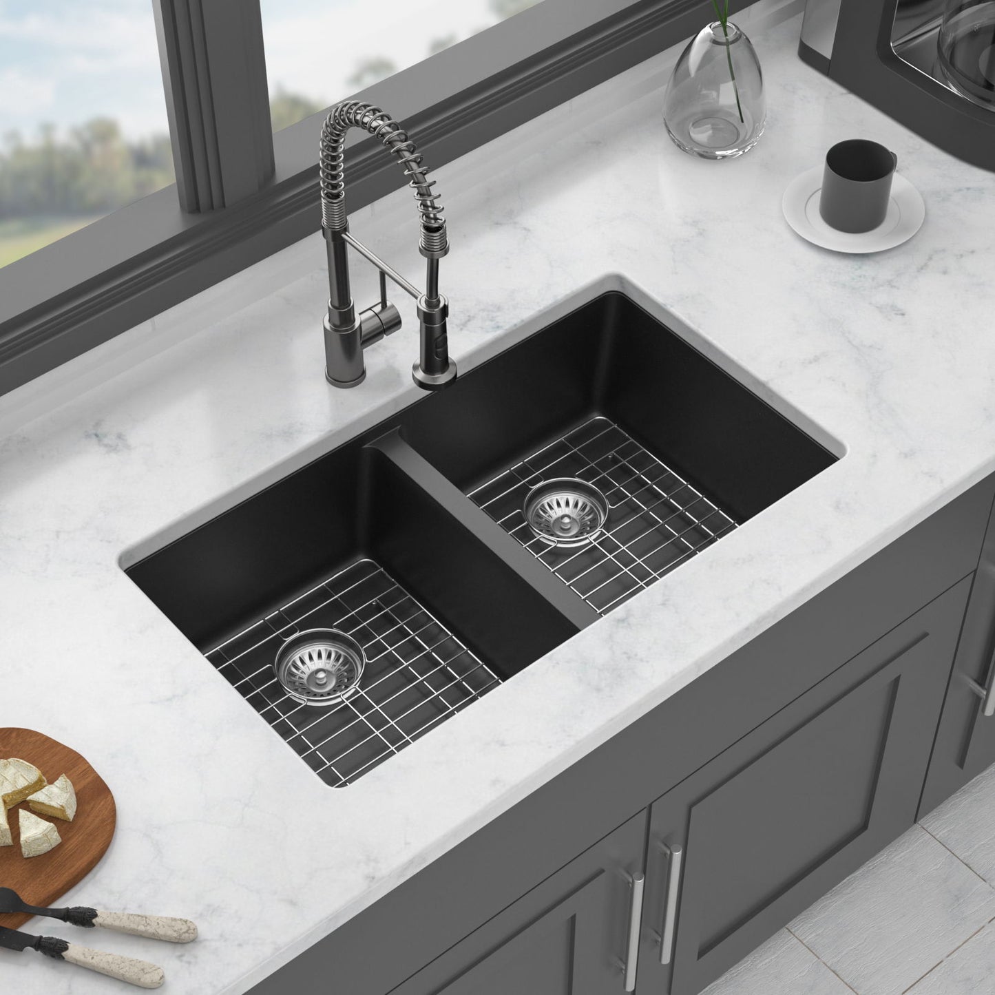 Granite Composite Double Bowl Undermount Kitchen Sink Daily Nest