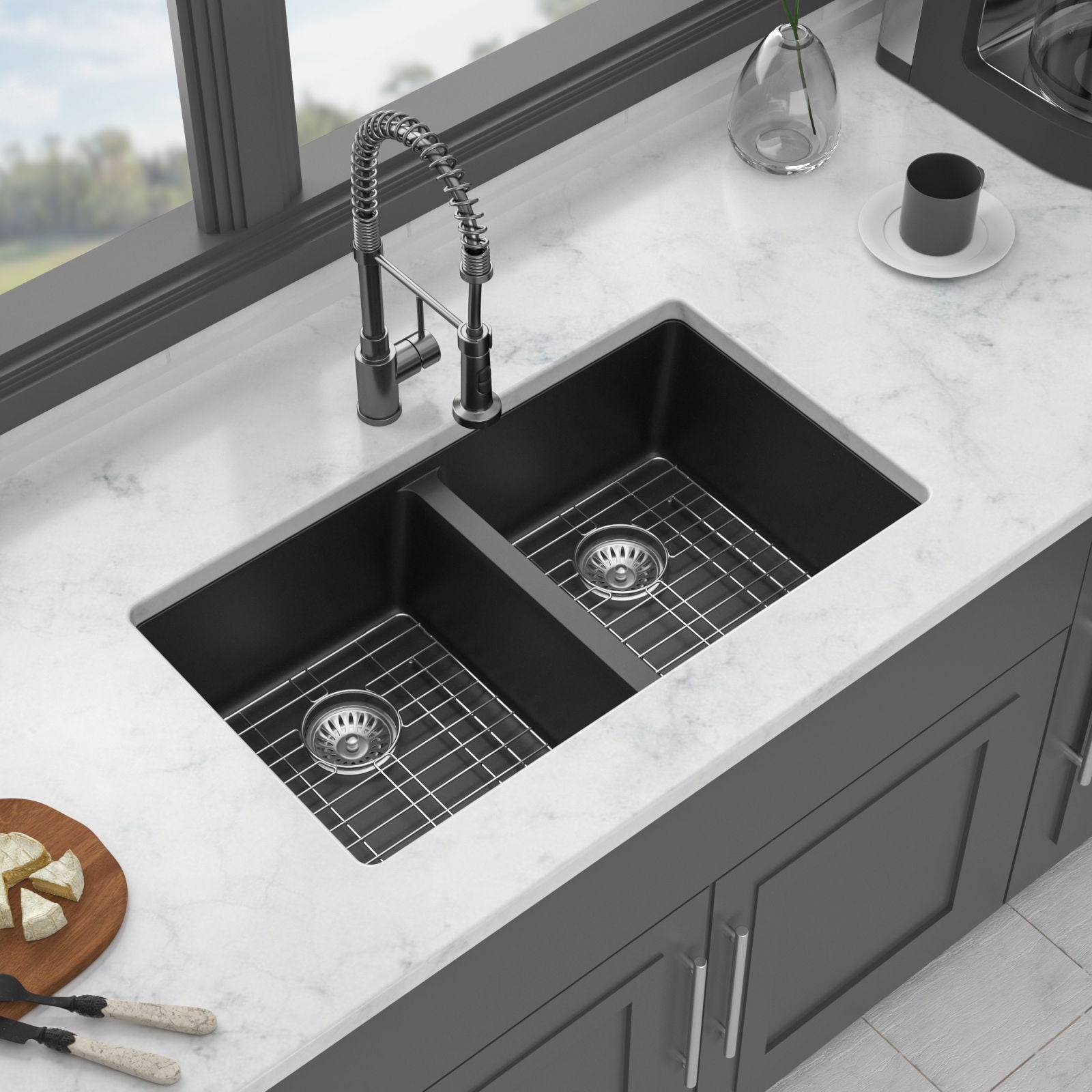 Granite Composite Double Bowl Undermount Kitchen Sink Daily Nest