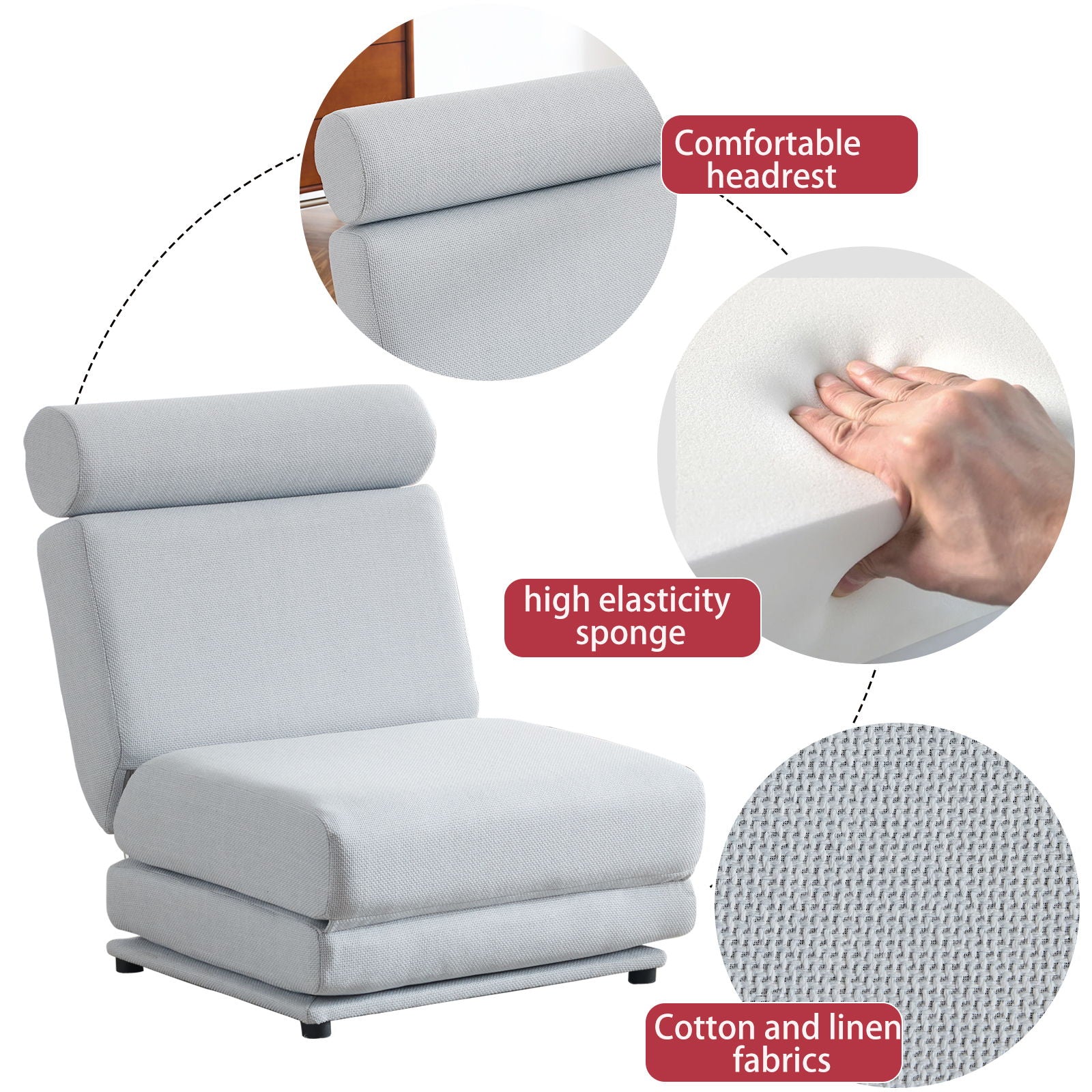 Foldable Single Chair Sofa Bed With Pillow, Easy To Store, Breathable And Wearable Linen Home Essentials