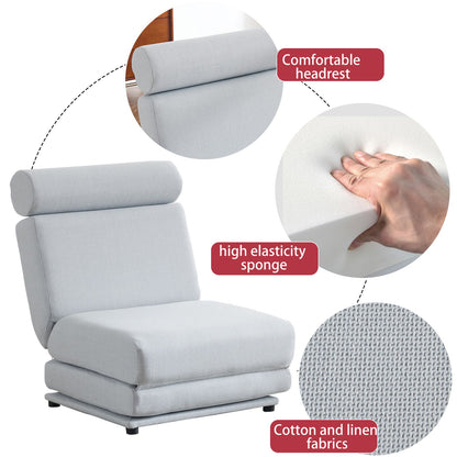 Foldable Single Chair Sofa Bed With Pillow, Easy To Store, Breathable And Wearable Linen Home Essentials