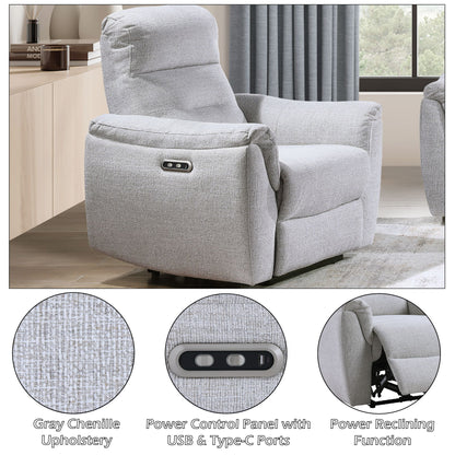 Eastre - Power Motion Recliner With USB Port - Gray Acme