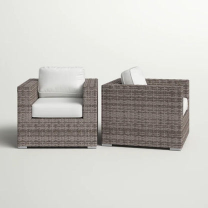 Grade - Club Patio Chair With Sunbrella Cushions Stylish And Durable Outdoor Seating For Ultimate Comfort (Set of 2) - Gray Mix / White LSI Patio Furniture