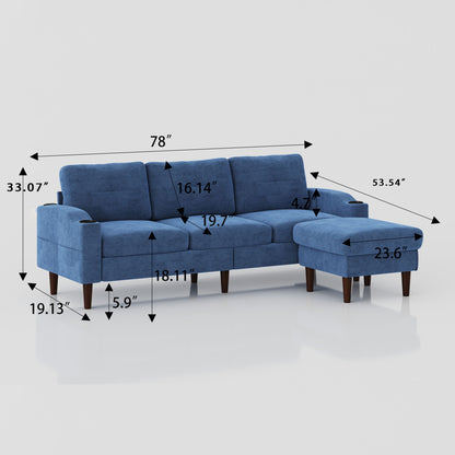 3 Seater Convertible Combination L Shaped Sofa With Footstools With Storage Home Essentials