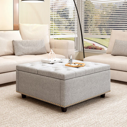 Large Square Storage Ottoman With 2 Storage Doors Home Essentials