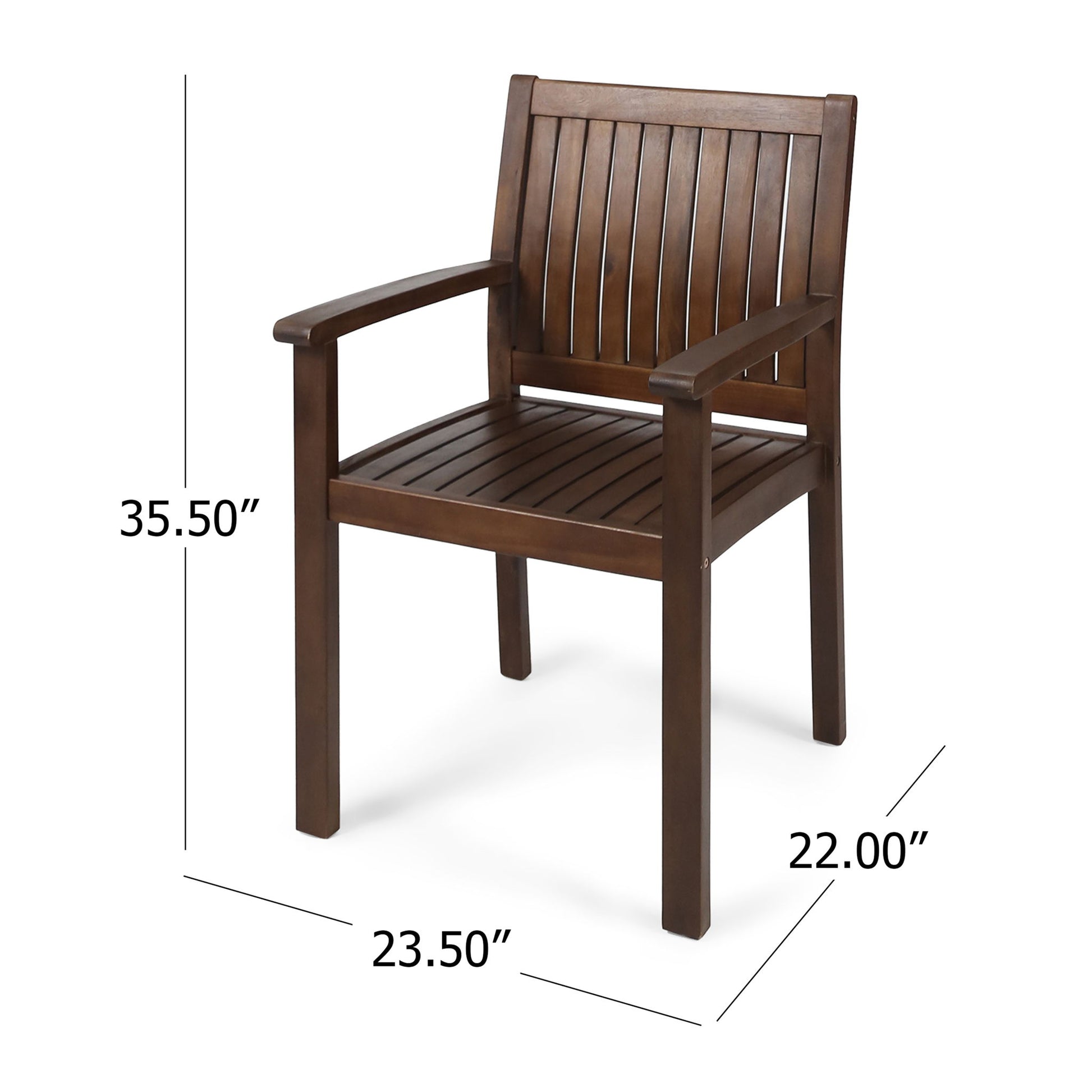 Wilson - Rustic Dining Chair Acacia Wood With Slat Panel Design (Set of 2) - Dark Brown Noble House