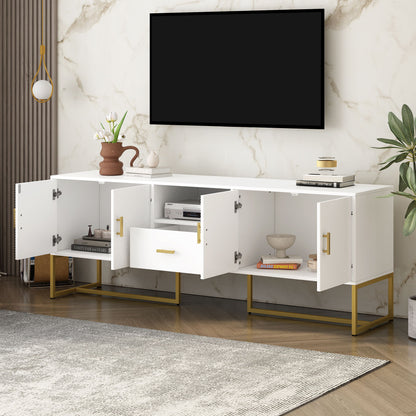 TV Cabinet With 1 Drawer, 2 Cabinets, Handles And Anti-Tip Device Hearth and Haven