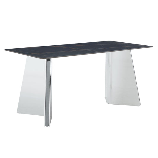 Modern Marble Patterned Dining Table With Stainless Steel Butterfly Legs Home Essentials